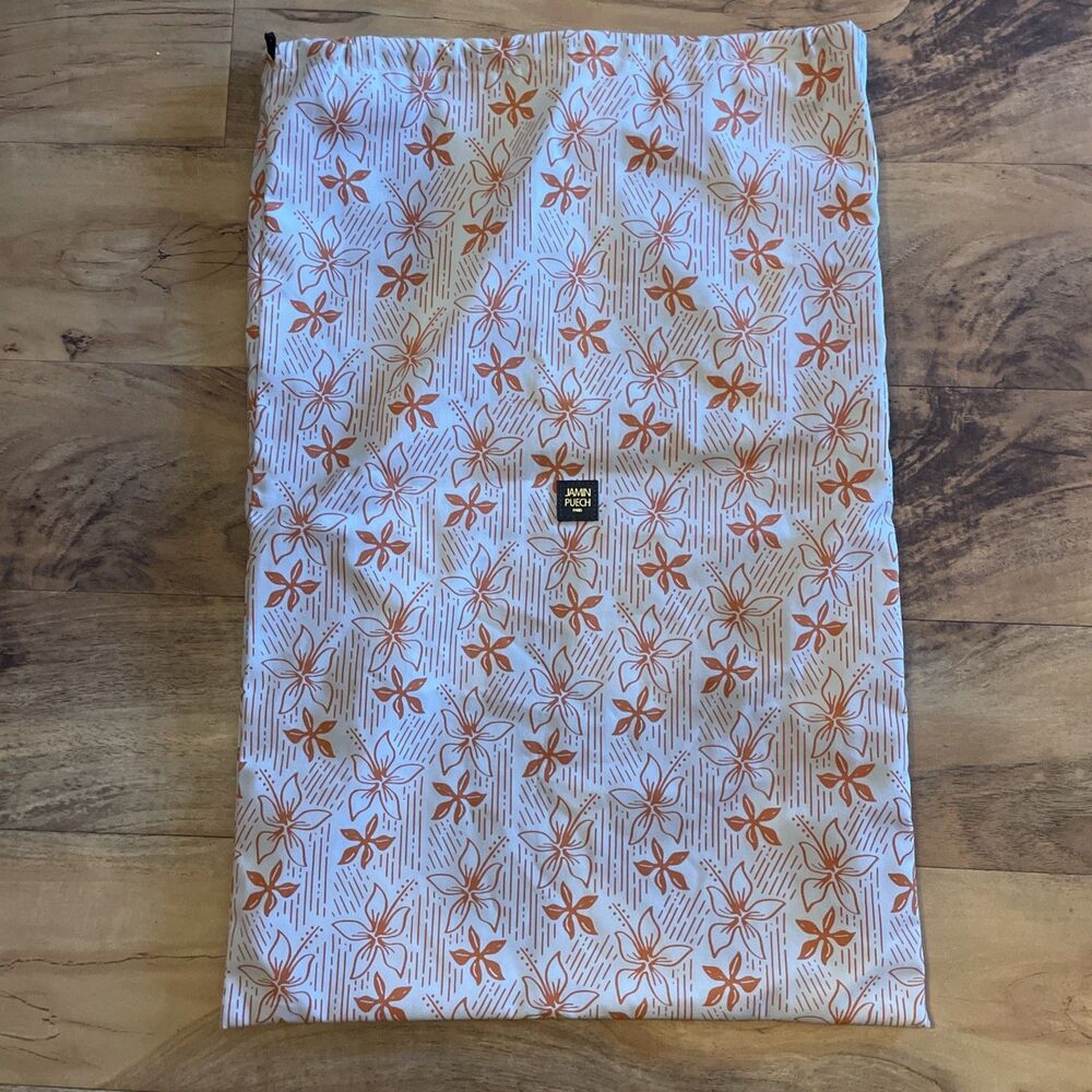Jamin Puech Grey Orange Floral Dust Bag Cover Drawstring Paris 23”x15.5”